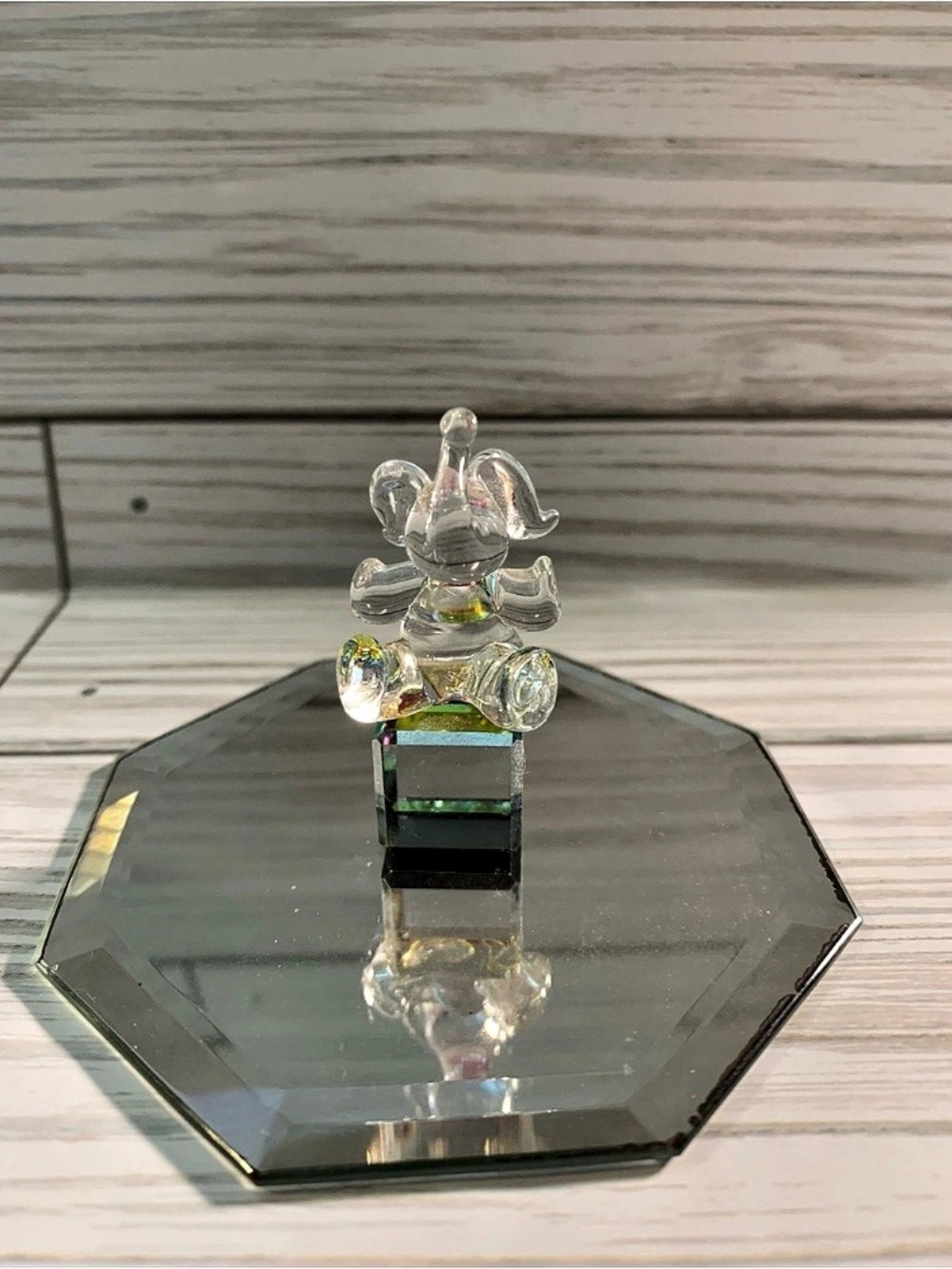 Clear Glass Elephant Figurine Jewelry Accent - Transparent